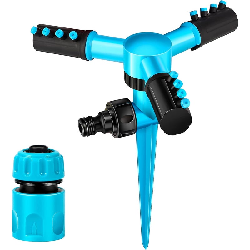 Zraszacz ogrodowy, automatyczny, obrotowy, regulowany zraszacz ogrodowy, 3-ramienny system nawadniania ABS do trawników, ogrodów i roślin