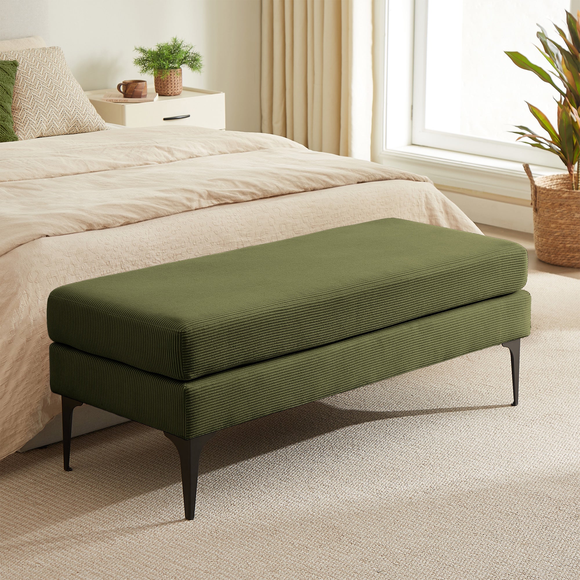 Ławka/koniec łóżka sztruks MAX khaki