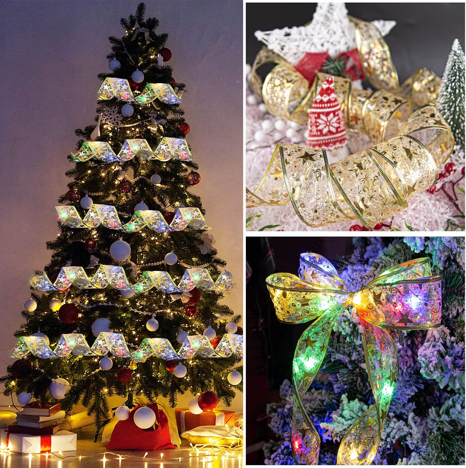 Acheter 2m 10 LED Noël Poinsettia Fleurs Décorations Guirlande Lumineuse Arbre De Noël Ornements De Noël Intérieur Extérieur Décor À La Maison