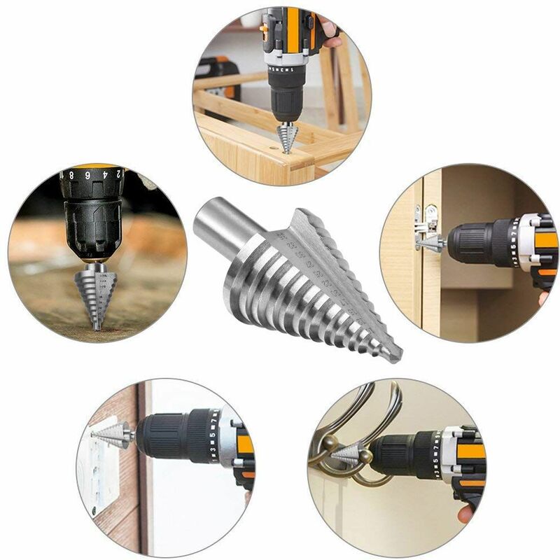 Foret Fraise Meche Etage Foret étagé HSS Foret Étagé Fraise Conique à Double Fente 5-35mm 13 étapes Rondes Shank Step Drill Cut Holes Tool Pour Visseu - 5