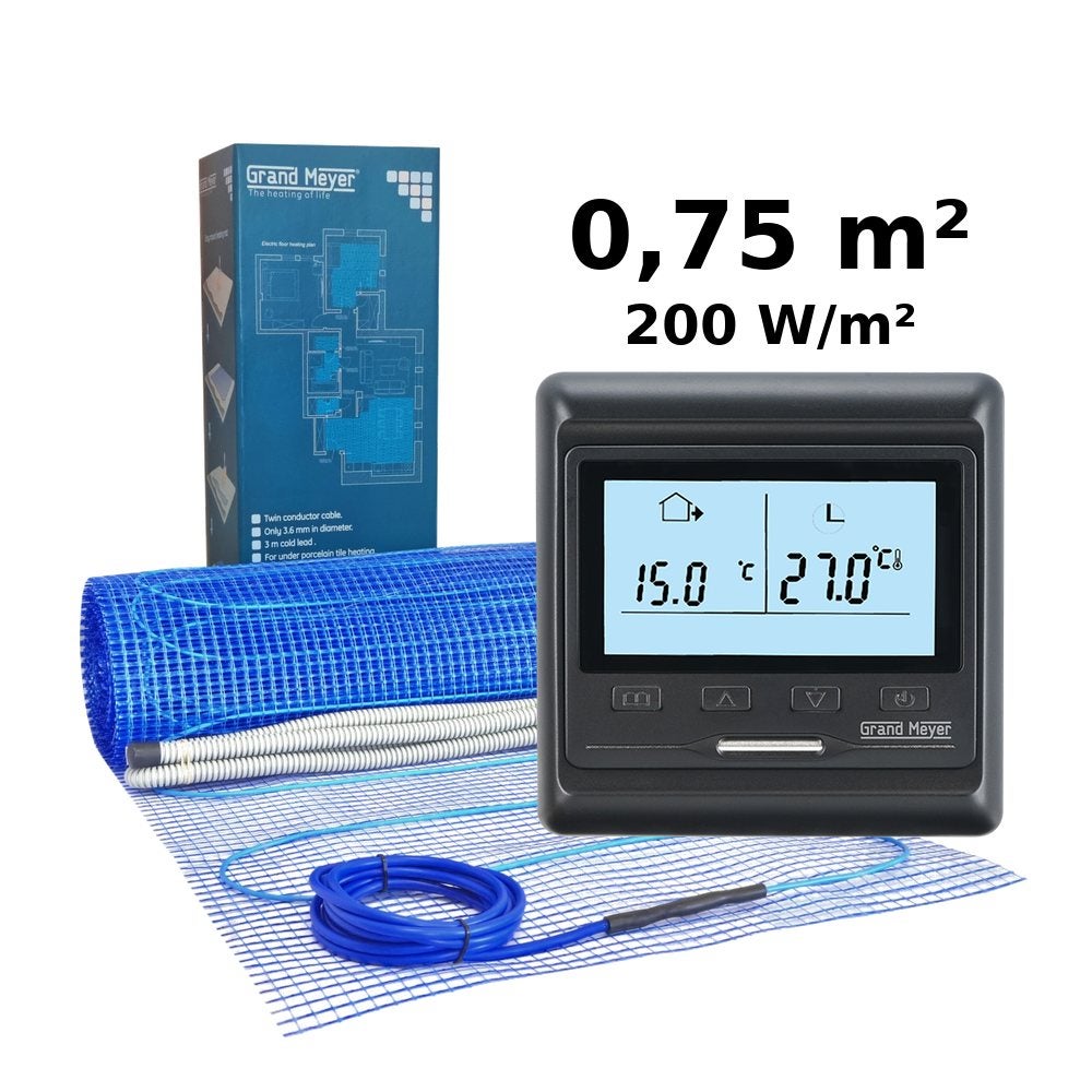 Zestaw do ogrzewania podłogowego 0,75 m², 200 W/m² + termostat HW800 programowalny