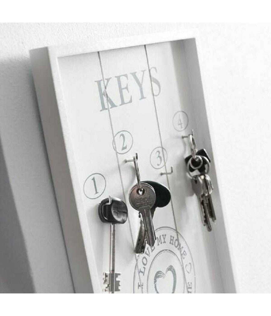 Trade Shop - Portachiavi Pannello Appendi Chiavi In Legno 4 Ganci 24 X 32 Cm I Love My Home - - 2