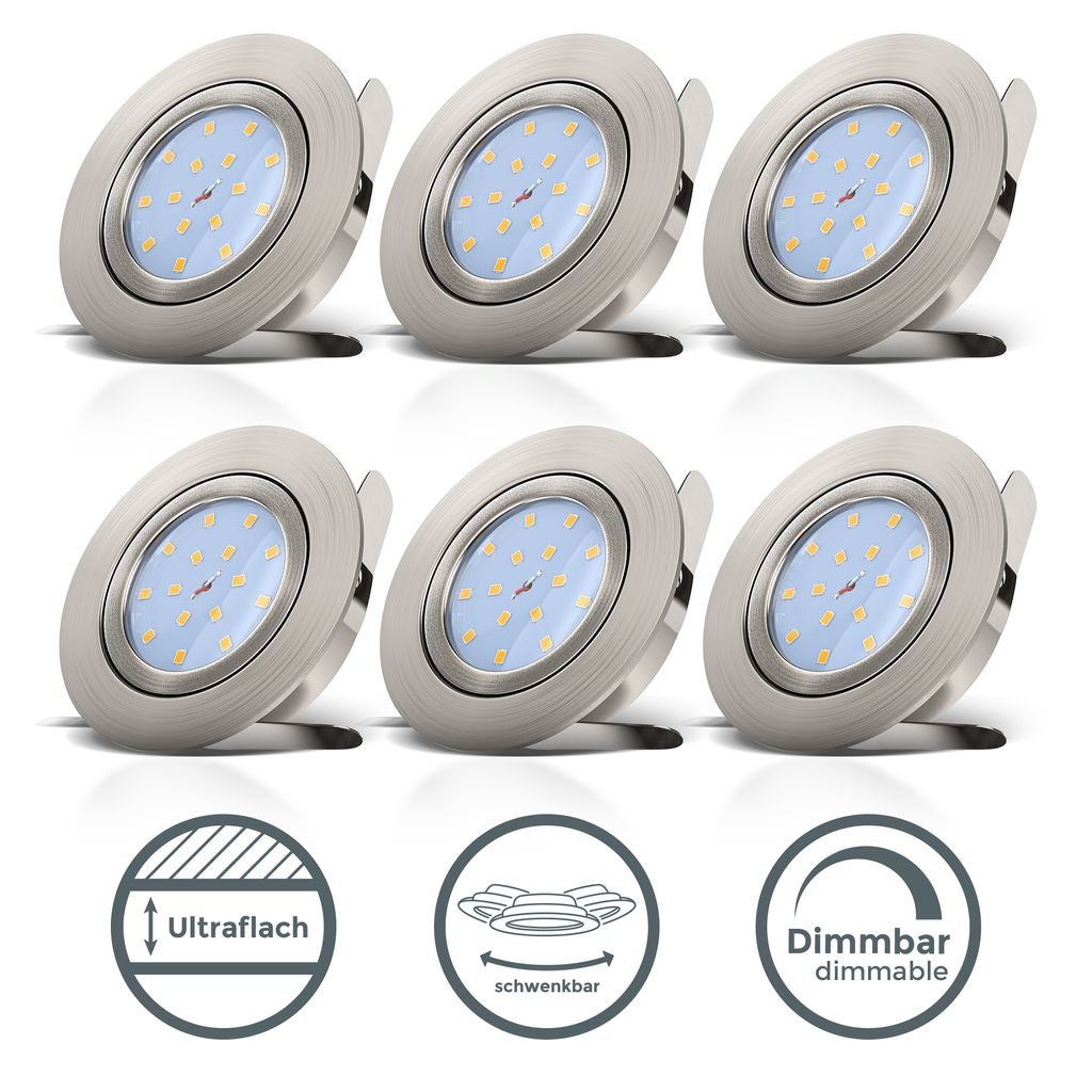 Lot de - spots LED encastrables orientables - IP23 - Ø82mm - Dimmables - 5,5W 470lm chacun - Blanc chaud 3000K - B.K.Licht - 9