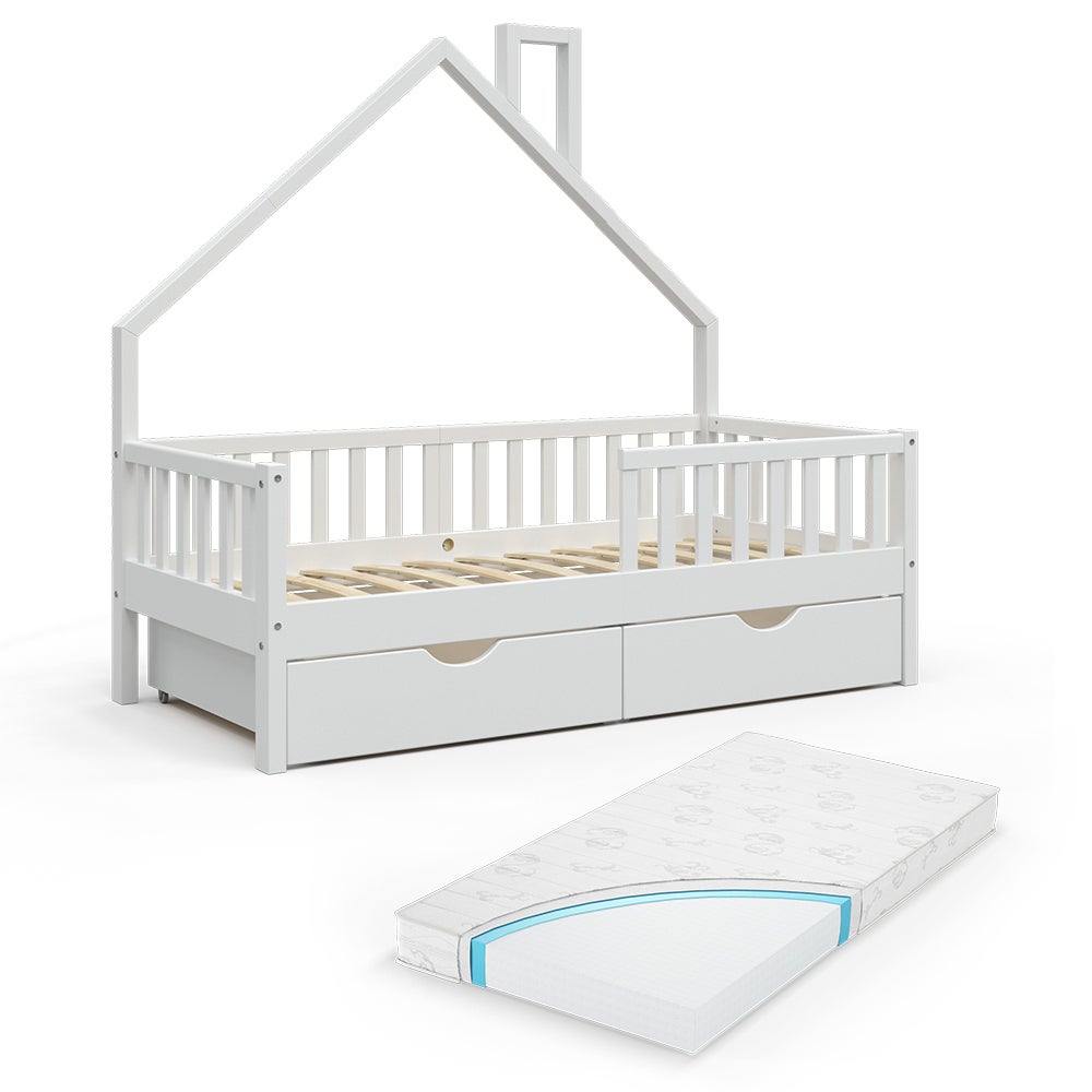 Lit cabane enfant Gris Bois de pin massif 80x160 | Leroy Merlin