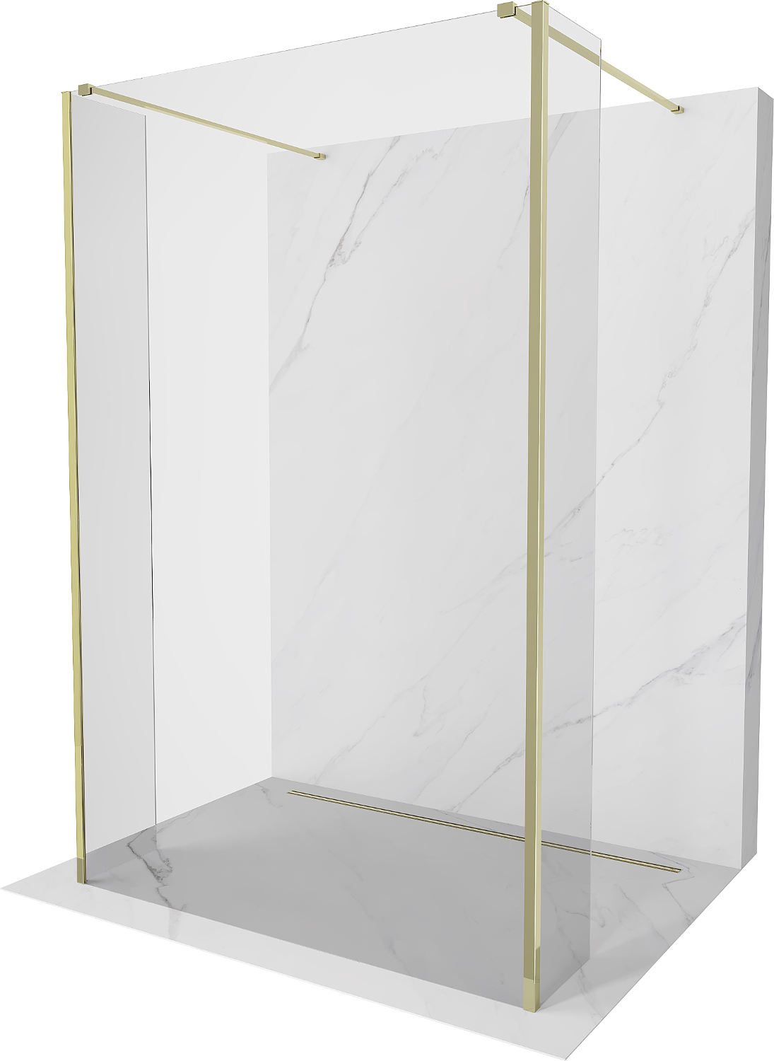 Mexen Kioto ścianka prysznicowa wolnostojąca 145 x 30 x 30 cm, transparent, złota - 800-145-030-222-50-00-030