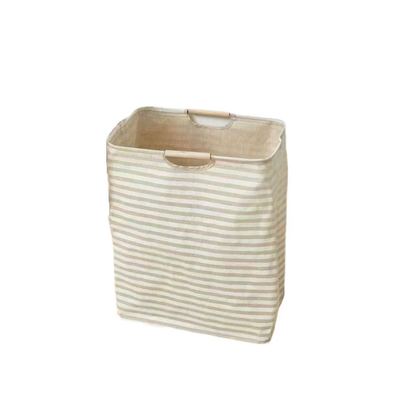 1 panier à linge carré avec poignée, sac de rangement pliable, panier de rangement pour vêtements, lin beige, 40 x 27 x 53 cm - 4