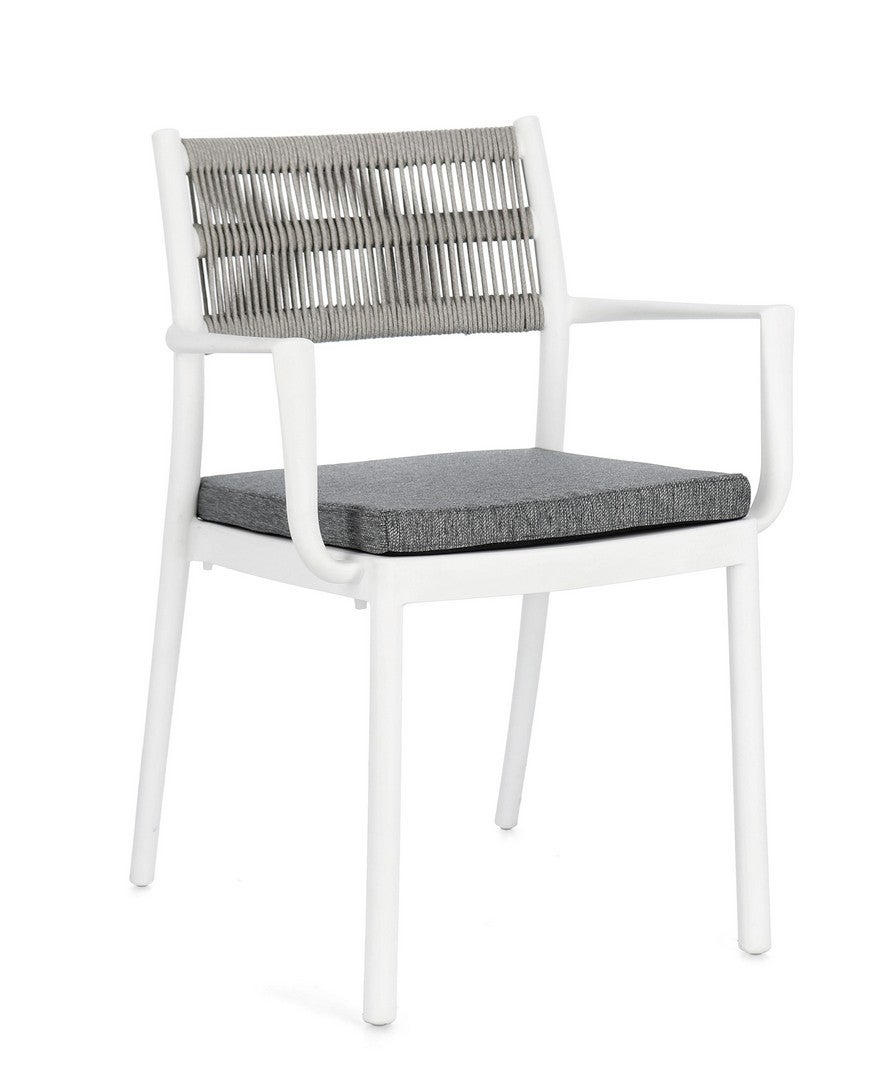 Zestaw 2 foteli z polipropylenu, odpornych na promieniowanie UV, z wyjmowaną poduszką, w kolorze białym/jasnoszarym