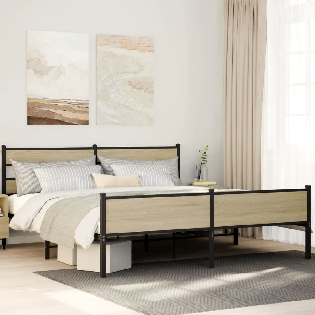 Łóżko Metalowe Rama Łóżka Ze Stelażem Do Pokoju Sypialni 193x203 cm