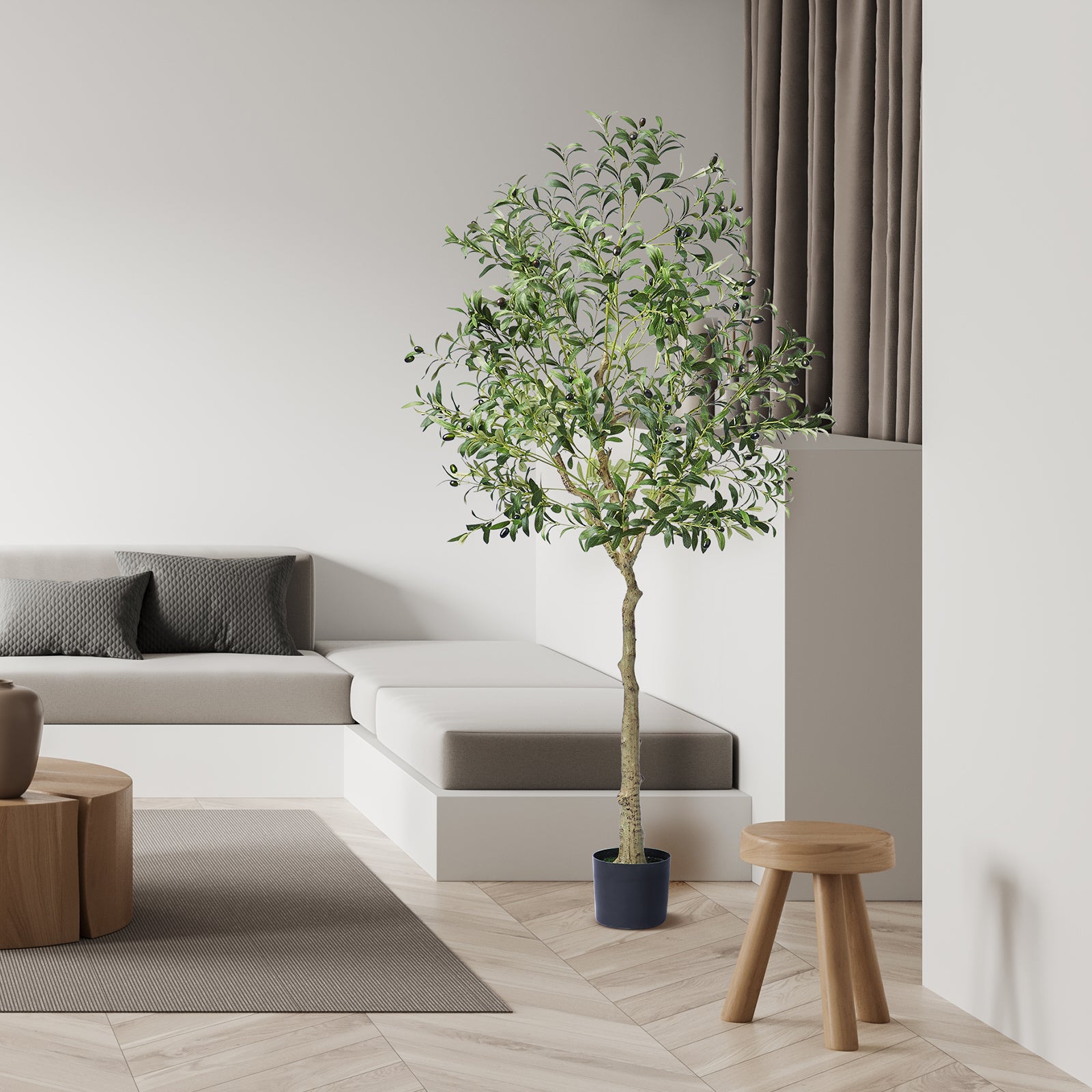 Arbre Artificiel VEVOR 179cm Plante Artificielle PE Haut Olivier Faux Arbre Vert avec Pot 170x145mm Décoration Style Fausse Plante pour Maison Bureau - 8
