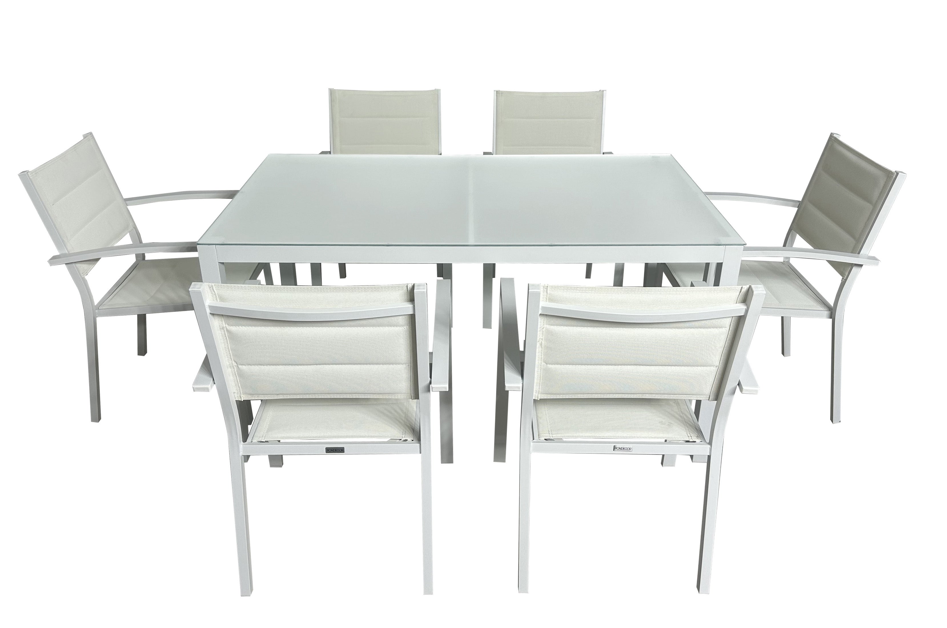 Mesa de Jardín Rectangular de Aluminio Blanca 150x90 cm – Cristal Templado | Exterior y Terraza FORMENTERA - 6