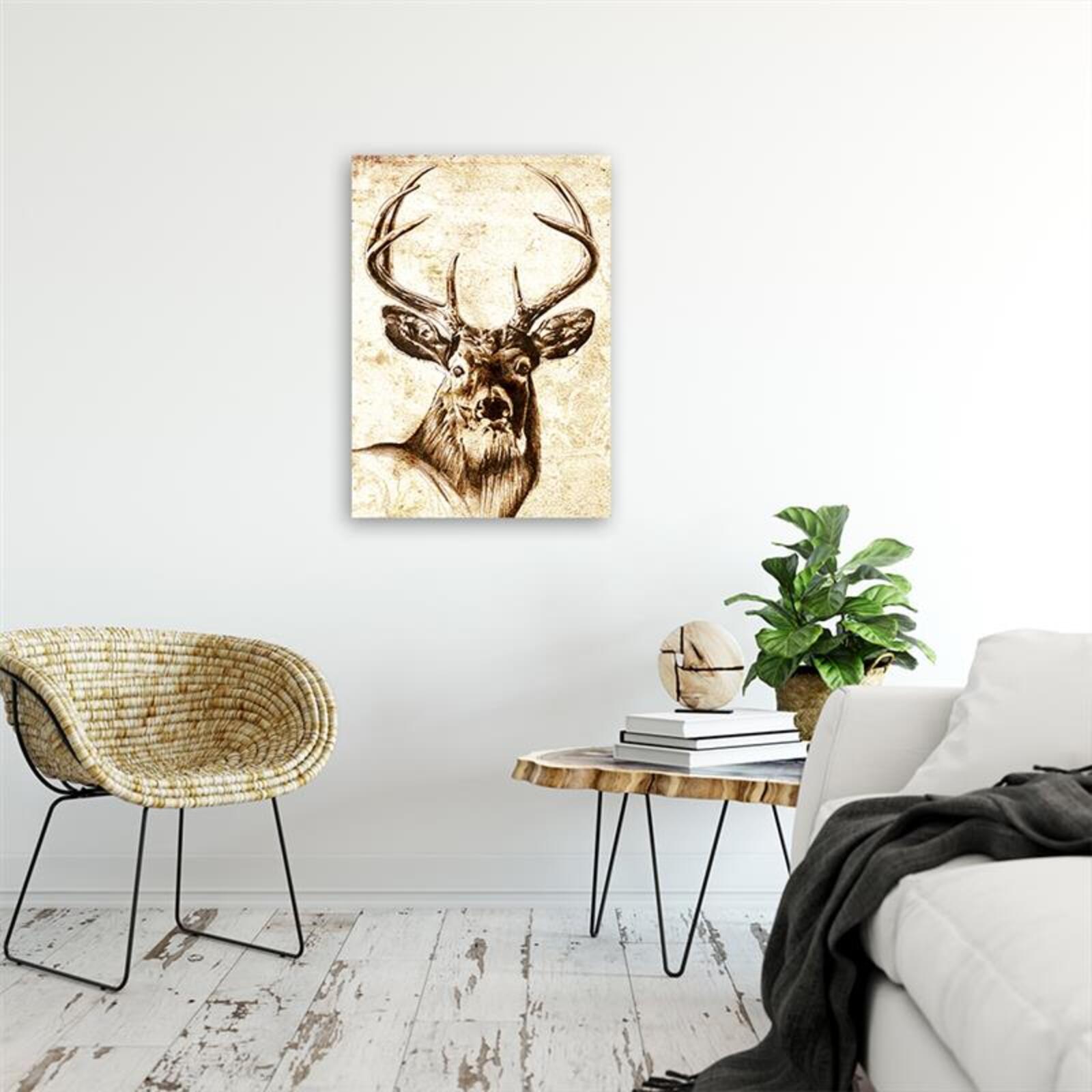 Tableau thème vintage de cerf - 70 x 100 cm - 4