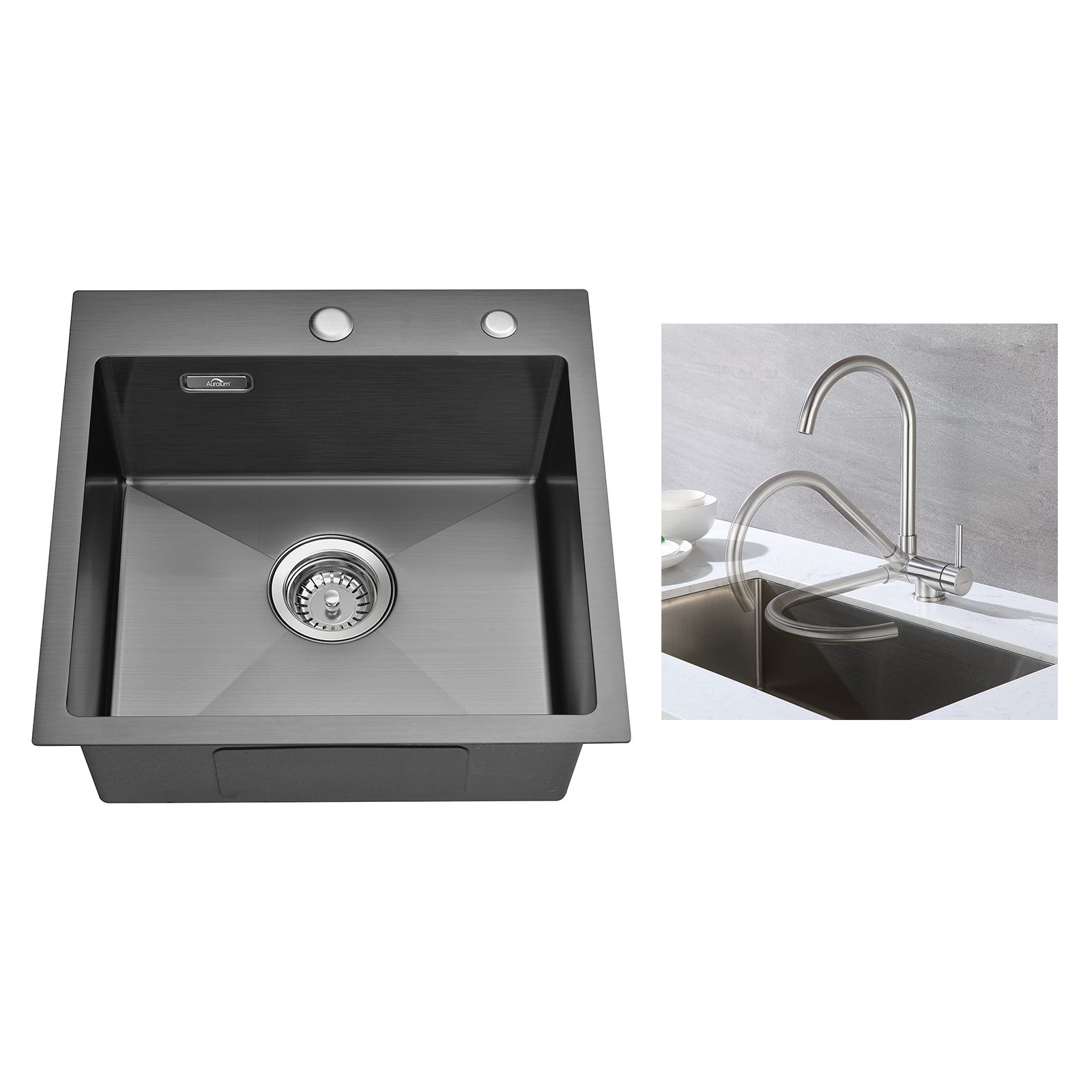 Évier de Cuisine Rond - Évier INOX de Cuisine - en Acier Inoxydable avec Égouttoir 414120cm Évier de Cuisine Rond - Évier INOX de Cuisine - en Acier Inoxydable avec Égouttoir 414120cm