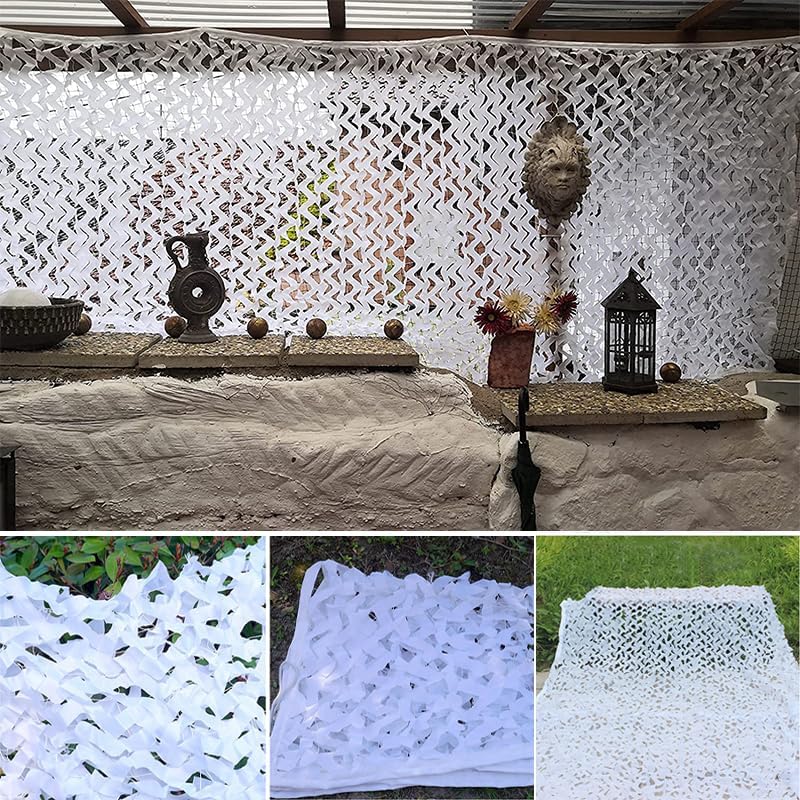 Filet de camouflage épais, protection solaire, idéal pour la chasse, les brise-vues, le camping et la décoration de jardin. 4 x 6 m, blanc. - 2