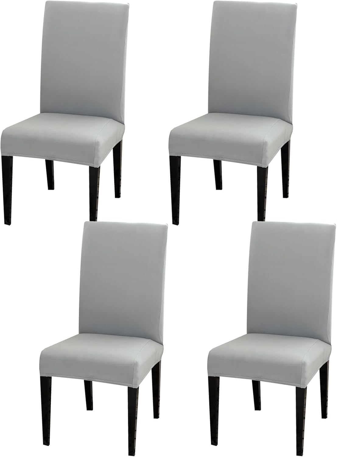 Zestaw 4 pokrowców na krzesła Silver Fox Velvet Stretch, uniwersalny ochraniacz na krzesło do jadalni, zdejmowany, nadający się do prania, nowoczesny