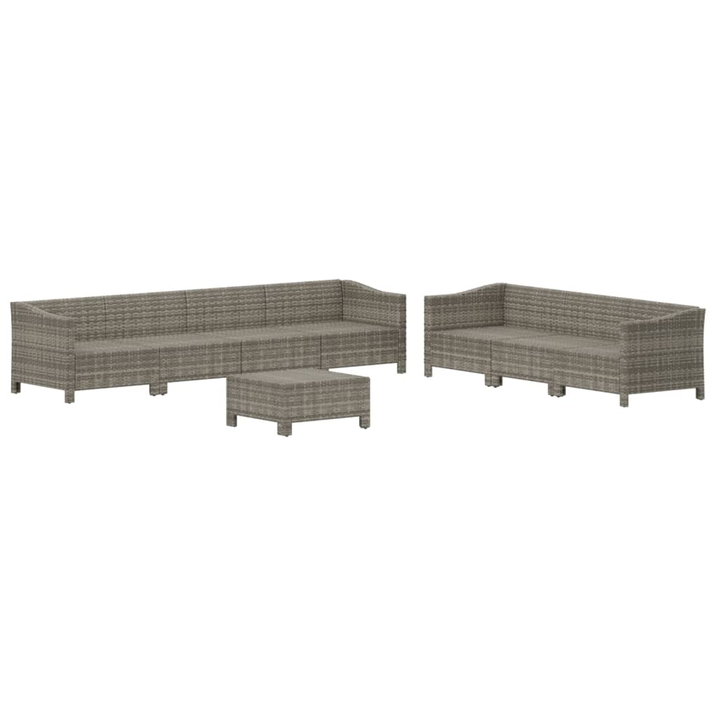 The Living Store - Salon de jardin 8 pcs avec coussins Gris Résine tressée - 4