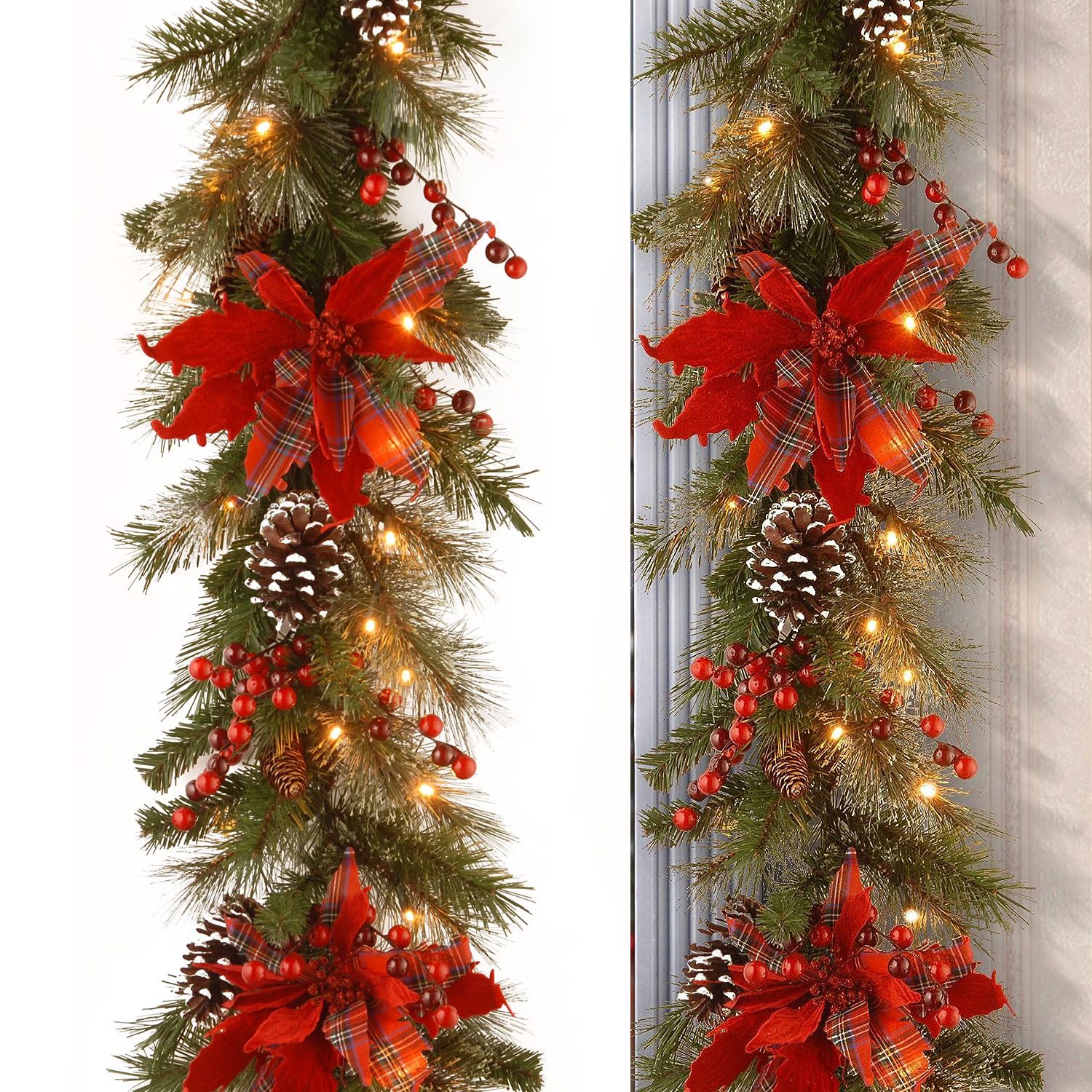 Ghirlanda natalizia artificiale in abete rosso da 270 cm con luci a LED, pigne e bacche rosse; per decorazioni natalizie da interni ed esterni | Leroy Merlin Ghirlanda natalizia artificiale in abete rosso da 270 cm con luci a LED, pigne e bacche rosse; per decorazioni natalizie da interni ed esterni | Leroy Merlin