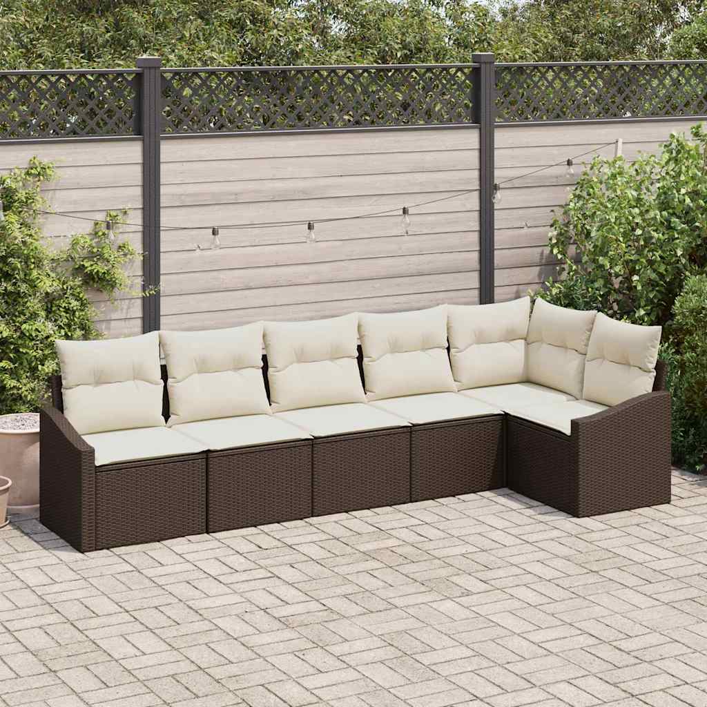Zestaw Sof z poduszką 6 pcs Brązowy polirattan vidaXL