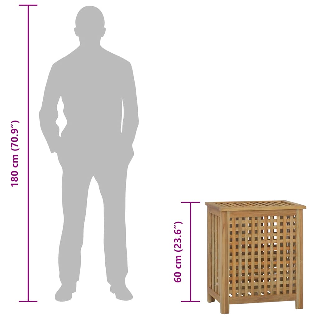 Bac à linge 50x35x60 cm bois de teck massif - 8