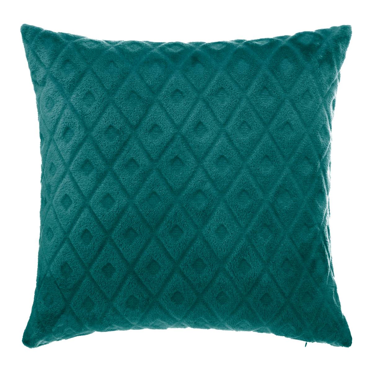 Coussin Atmosphera Losanges Bleu Canard - Flanelle 40x40 Cm Déhoussable