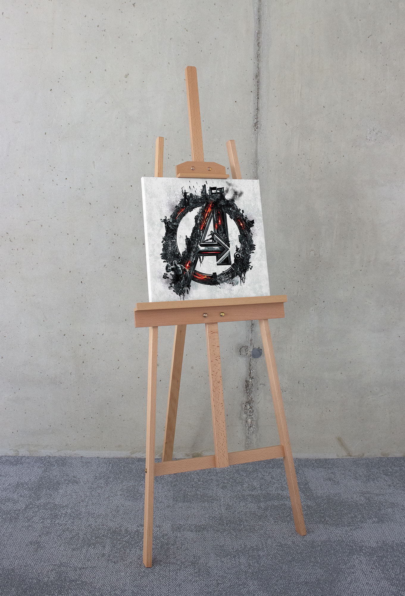 Lienzo impreso en komar - marvel avengers big a logo - talla: 40 x 40 cm