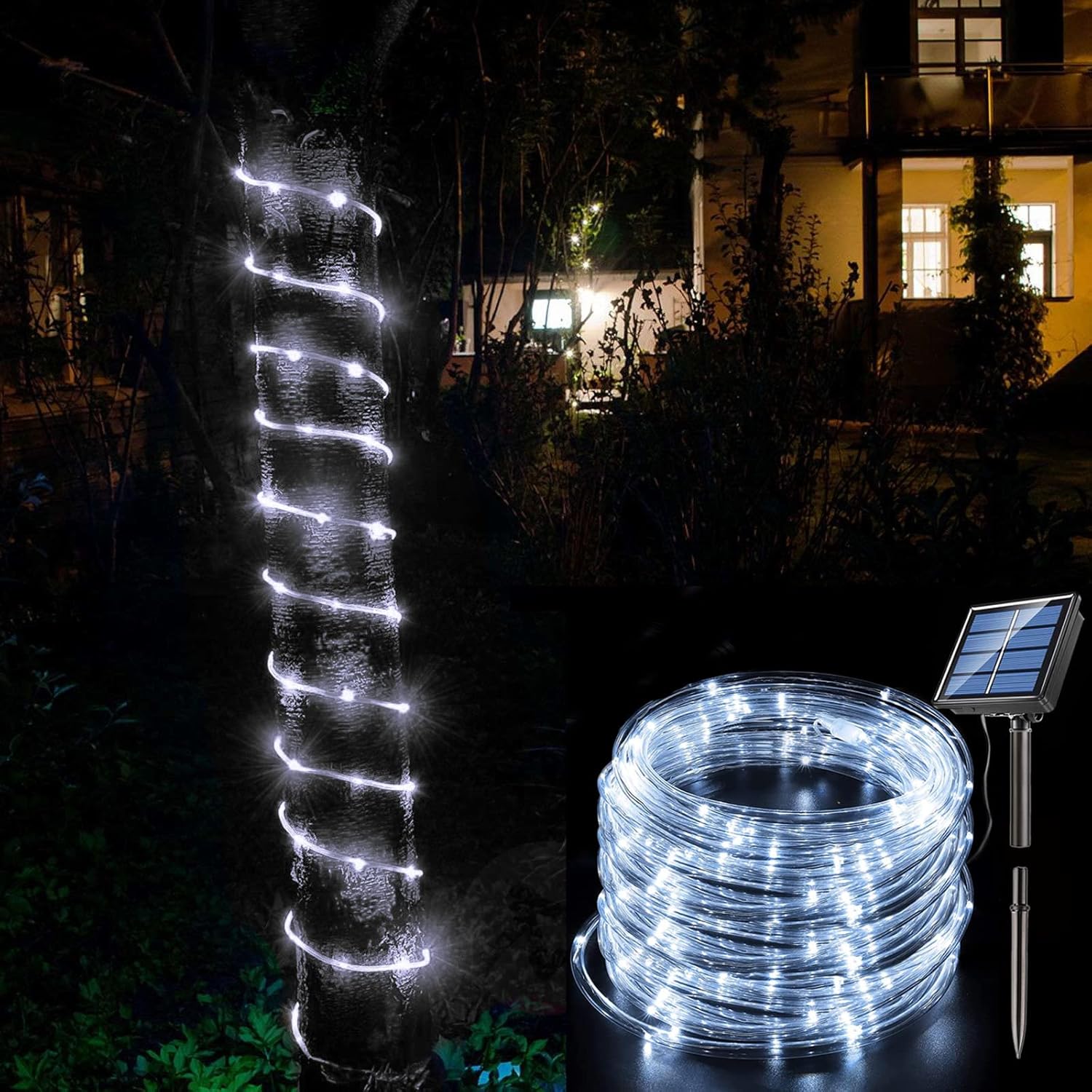 Luci Solari Da Esterno A Forma Di Fiore – Catena 11 M Con 60 LED, 8 Modalità E Memoria, Impermeabile IP44
