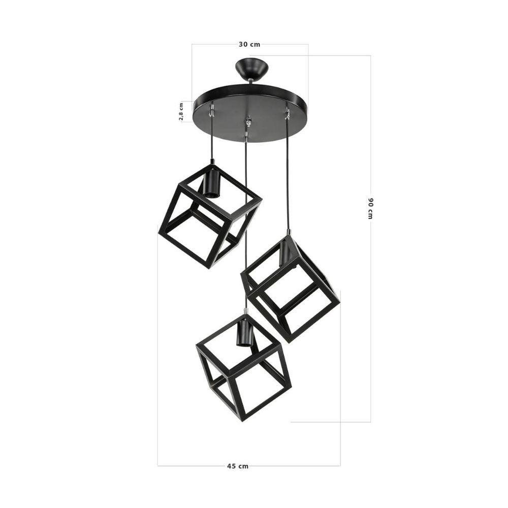 Lampada a sospensione 3 cubi Agatha MDL3790 colore nero - 3