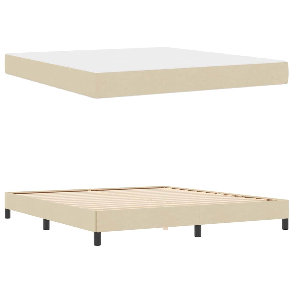 Cadre de lit avec matelas Crème 180 x 200 cm tissu - 6