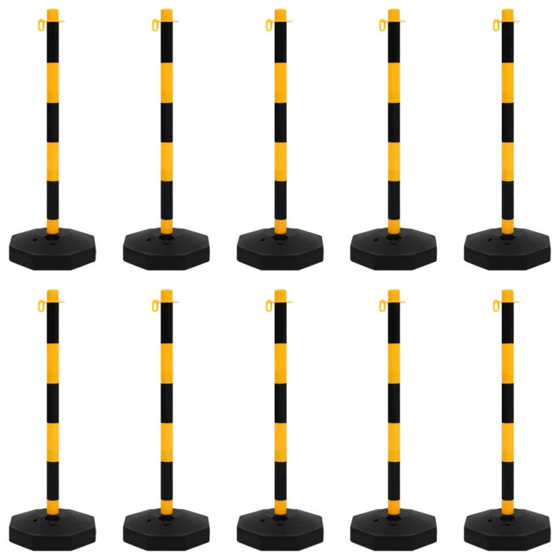 Delimitazione Spazi Pubblici VidaXL Set Pali Stradali Con Catena In Plastica - 10 M, Giallo/Nero, Per Delimitazione Aree Cartello Divieto Di Sosta Pali Stradali Delimitazione - 8