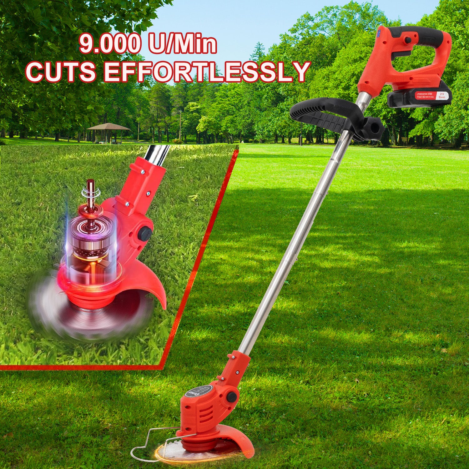 Tondeuse et débroussailleuse sans fil, batterie double 21V, triple pliage pour jardin - 6