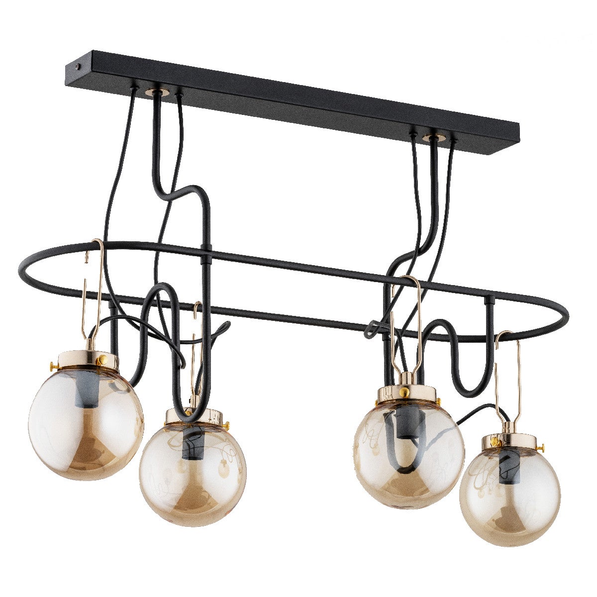 Lampa wisząca Ventis czarno-bursztynowy-złota 4xE14x10W nowoczesna wym: 71 x 38 x 73,5 cm metal Alfa