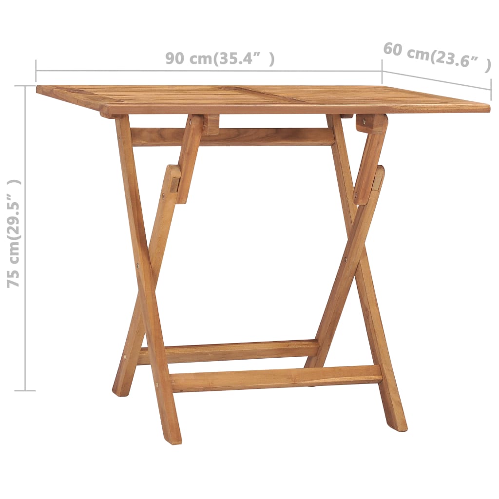 Table à manger de jardin rectangulaire en Bois Marron 4 places - 3