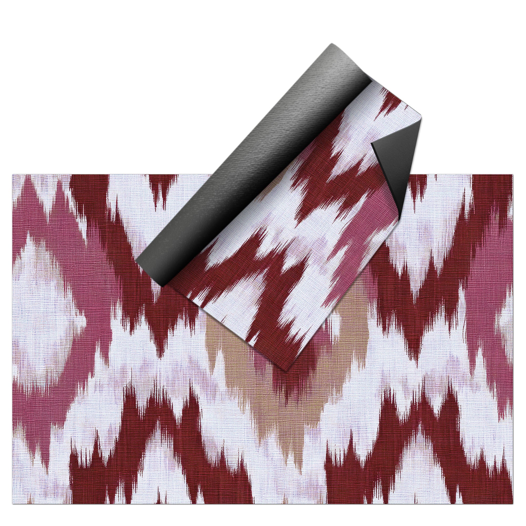 Tapis PVC Intérieur/Extérieur Ikat Vermillon 133x200 cm - Vinyle imprimé antidérapant, lavable et résistant pour terrasse et maison - 7