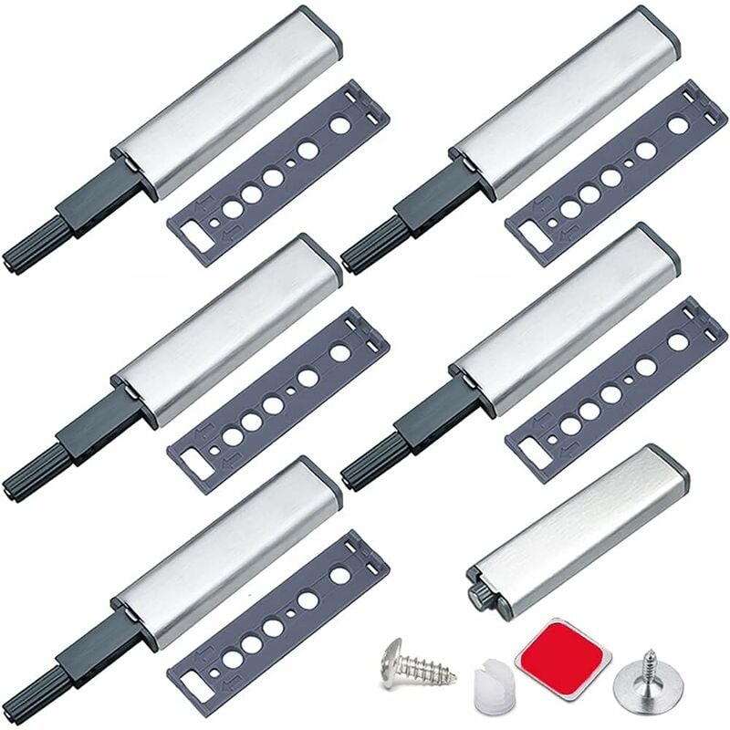 Jiayi 6-częściowy magnetyczny zatrzask do drzwi szafek z mechanizmem otwierania typu push-to-open, metalowy zatrzask do drzwi szafek z mechanizmem zam