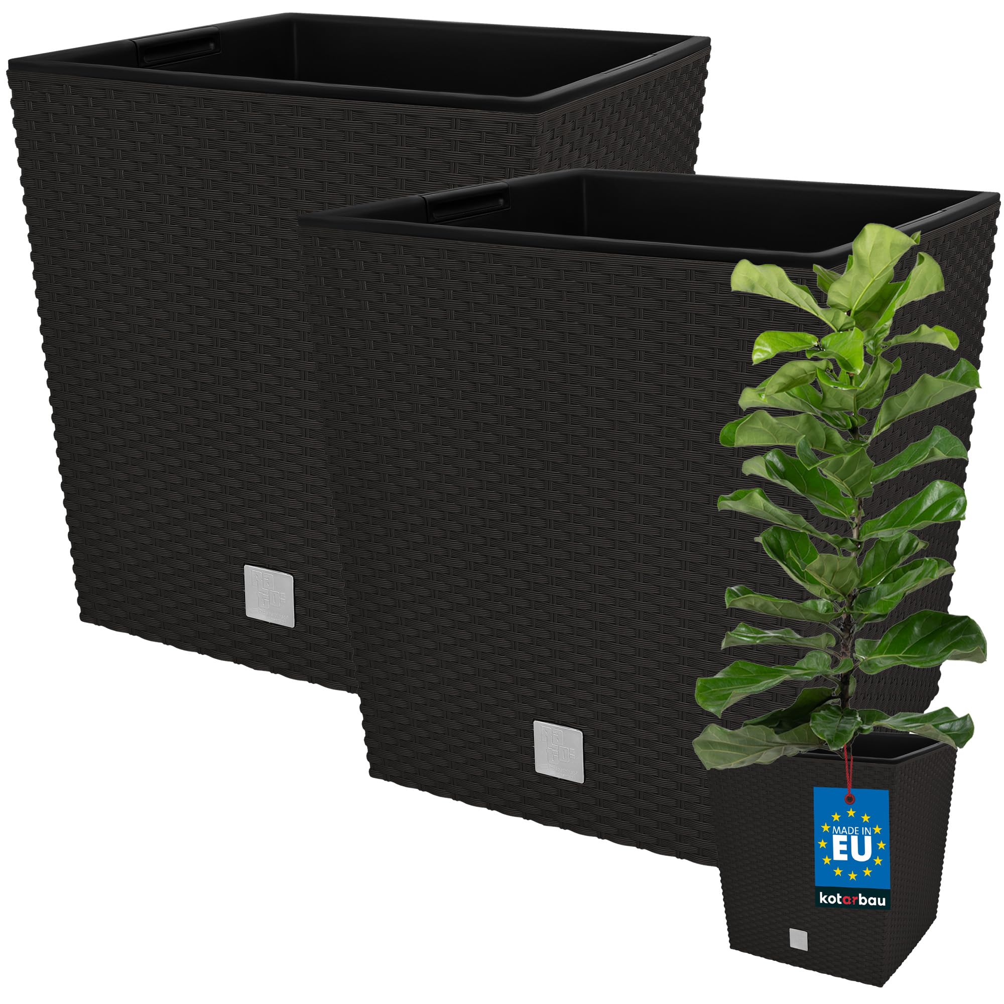 2x donica 32 l ogrodowa balkonowa taras kwiaty doniczka rattan wkład ogród - KOTARBAU