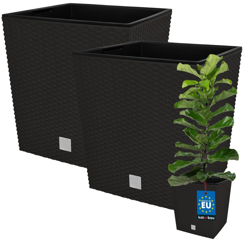 2x donica 32 l ogrodowa balkonowa taras kwiaty doniczka rattan wkład ogród - KOTARBAU