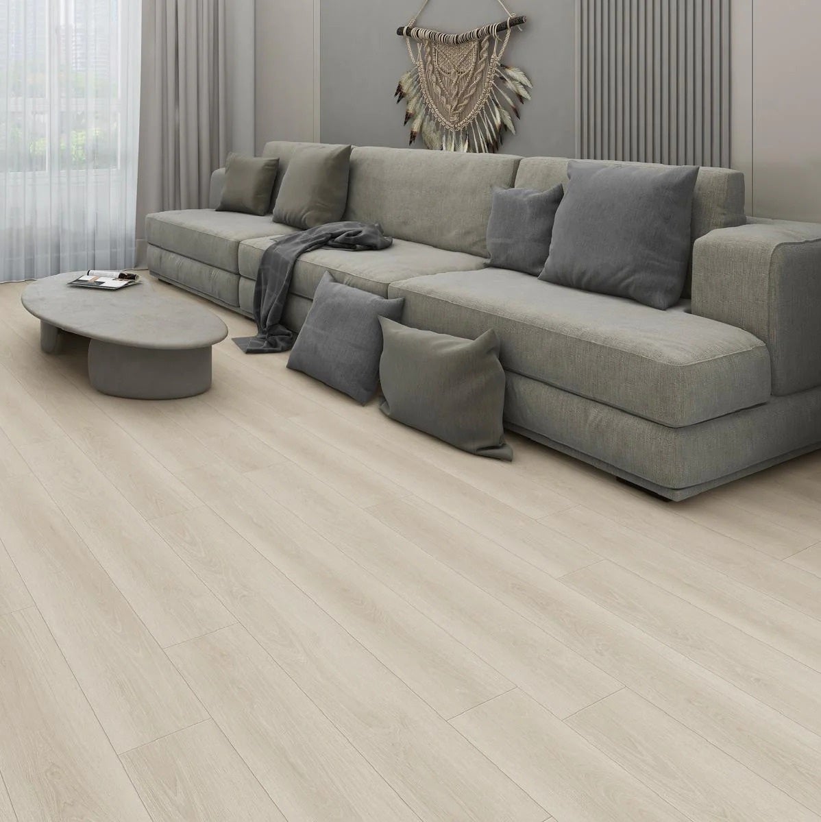 Sol PVC - Lames PVC clipsable avec sous couche intégrée- GARANTIE 20 ans -Ep. 5,5 mm- Imitation Bois blanchi - Dimensions L 122 cm x l 23 cm - 3