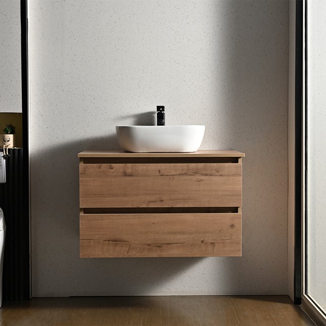 Móvel de Casa de Banho 80cm cor madeira com Lavatório de pousar