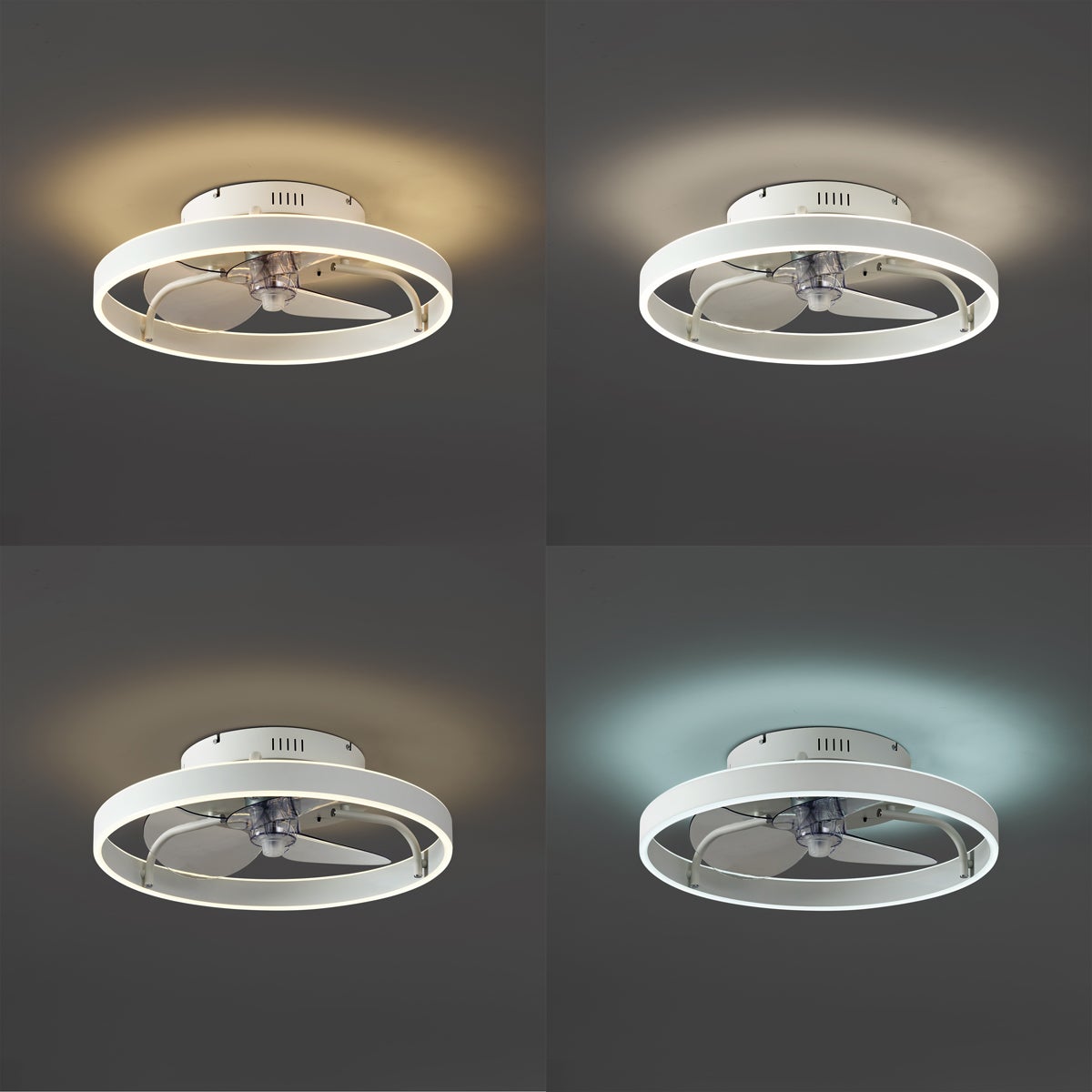 Qazqa moderne ventilateur plafond - Maddy - blanc, rond, led intégrée 35w incluse, 2700k - 6500k, avec télécommande, 50cm, idéal - 9