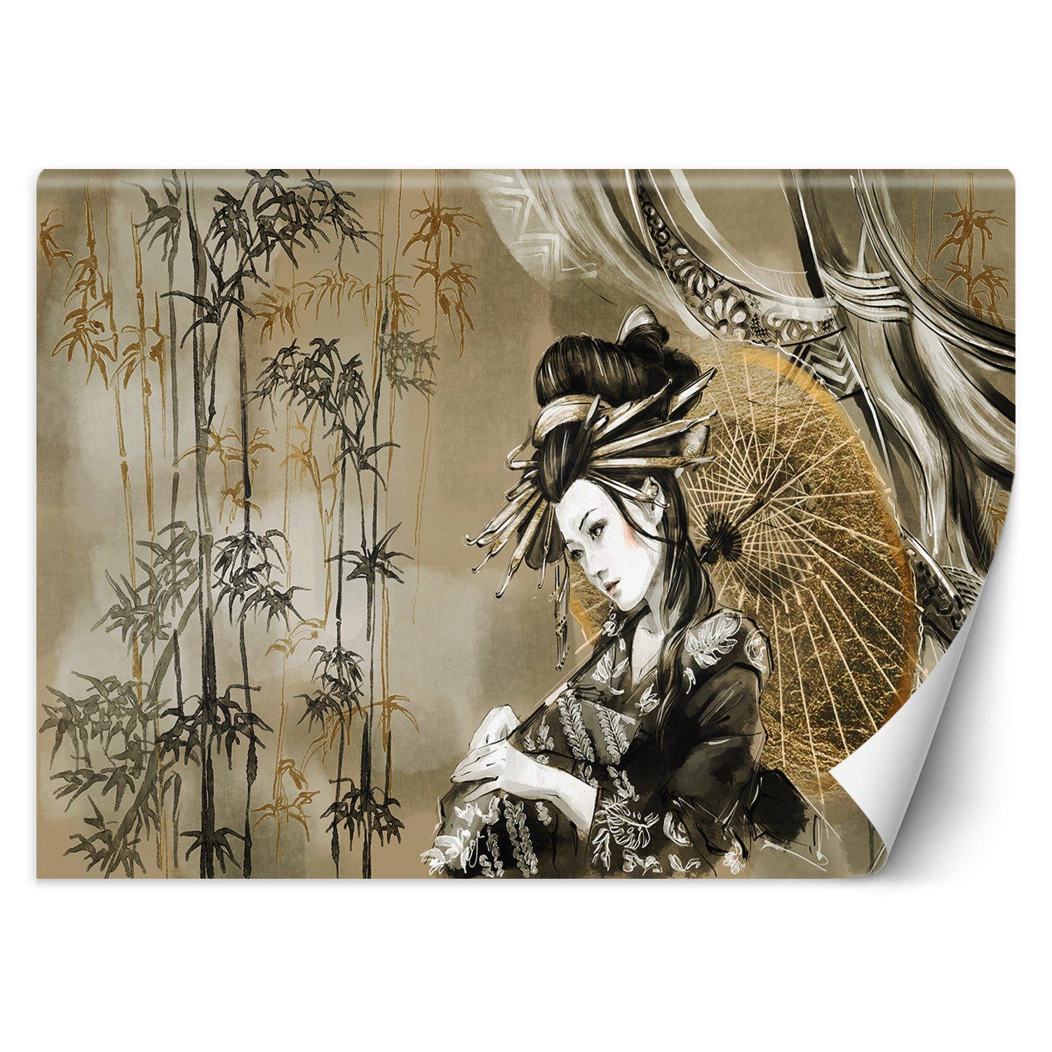 Fototapeta, Gejsza i bambusy 250x175