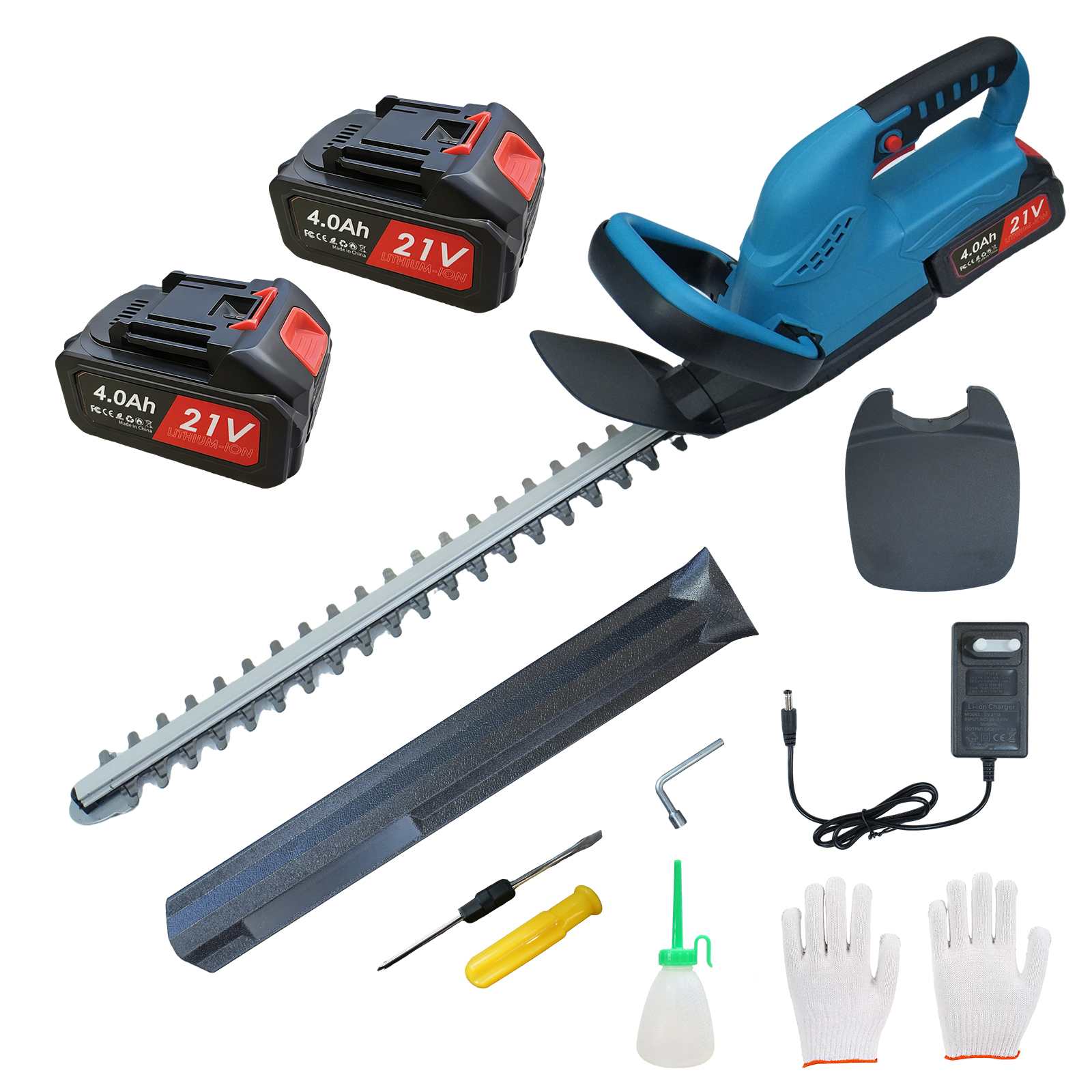 Taille-haie sans fil 21V 4.0Ah brushless 520mm double lame 2000RPM léger jardin puissant - 8