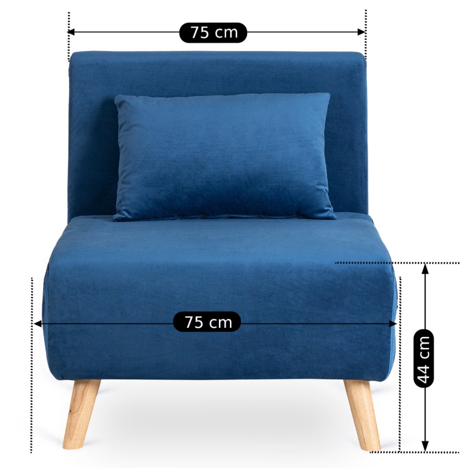 Fotel Rozkładany Do Spania Leżak Łóżko Sofa Jednoosobowa Granatowy MARRY - 8