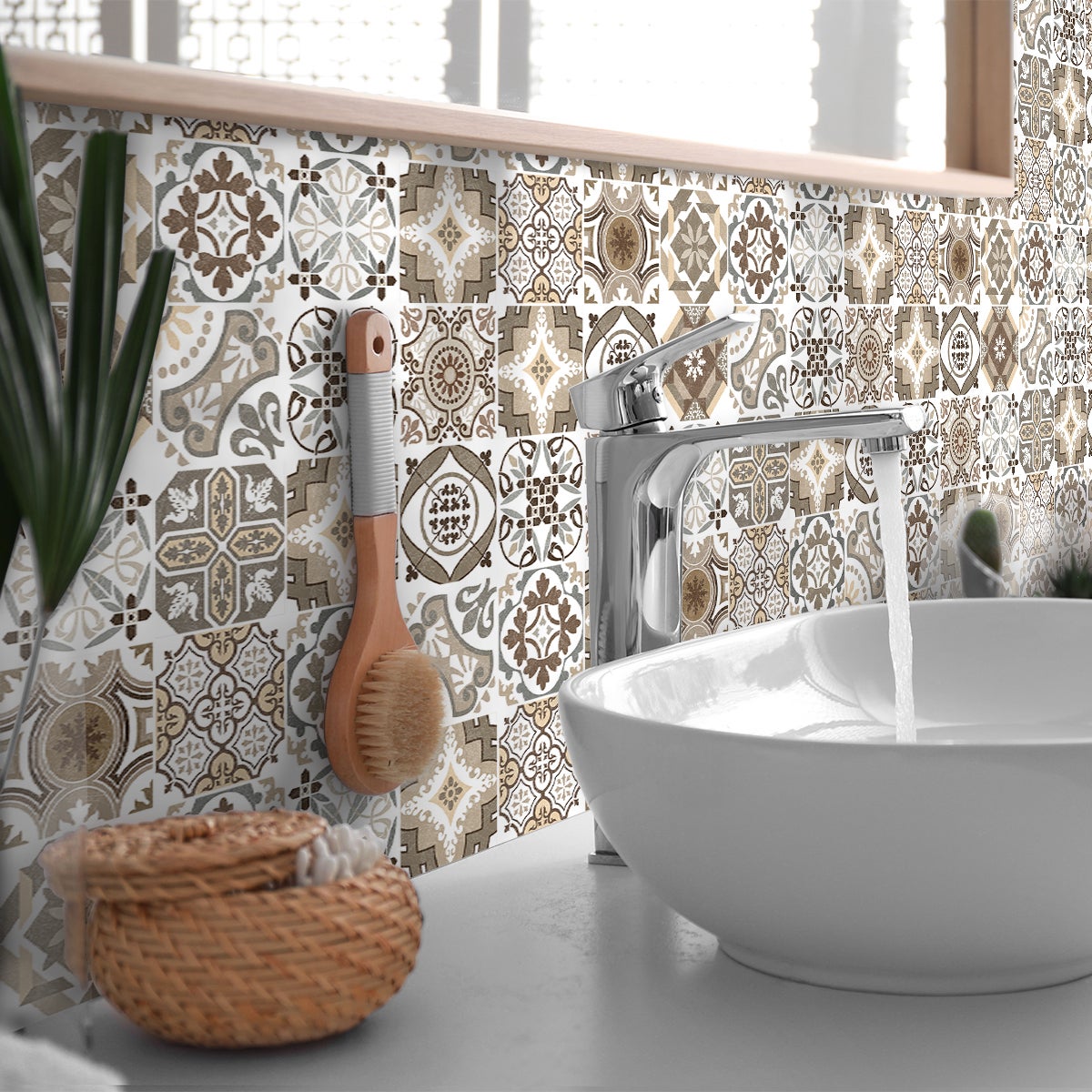 24 vinilos baldosas de cemento soliena - adhesivo de pared - revestimiento sticker mural decorativo - 24stickers15x15cm