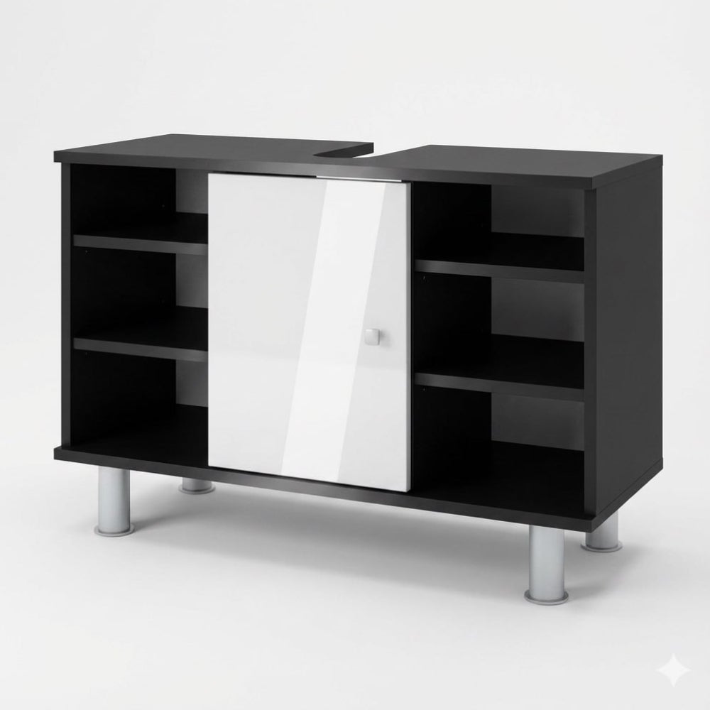 Vicco Szafka pod umywalkę Fynn, Antracyt/biały wysoki połysk, 80 x 54 cm z 6 półkami