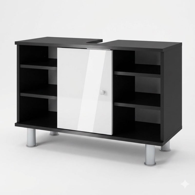 Vicco Szafka pod umywalkę Fynn, Antracyt/biały wysoki połysk, 80 x 54 cm z 6 półkami