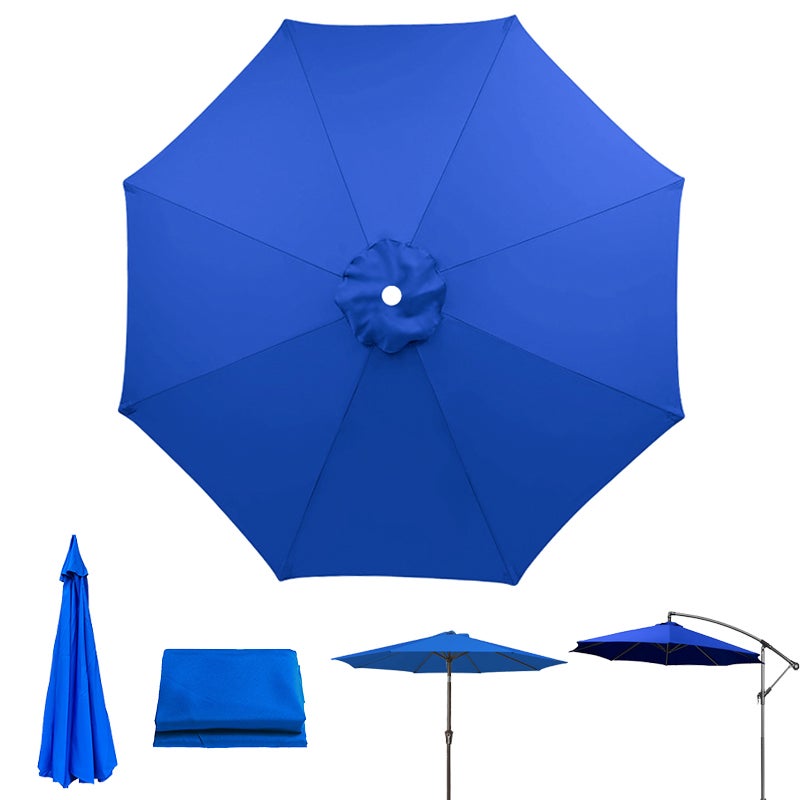 Płótno zamienne do parasola tarasowego, ochrona UV, wodoodporne, płótno do parasola z 8 żebrami, królewski niebieski (tylko płótno do parasola, 2,7 m)