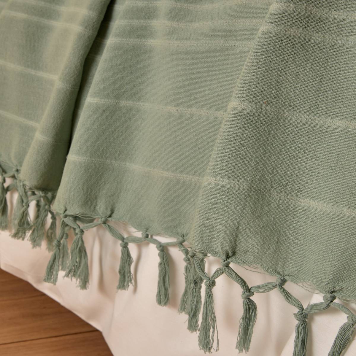 Jeté de lit Anjali 220x160 vert céladon en coton - Atmosphera Créateur d'intérieur - 6