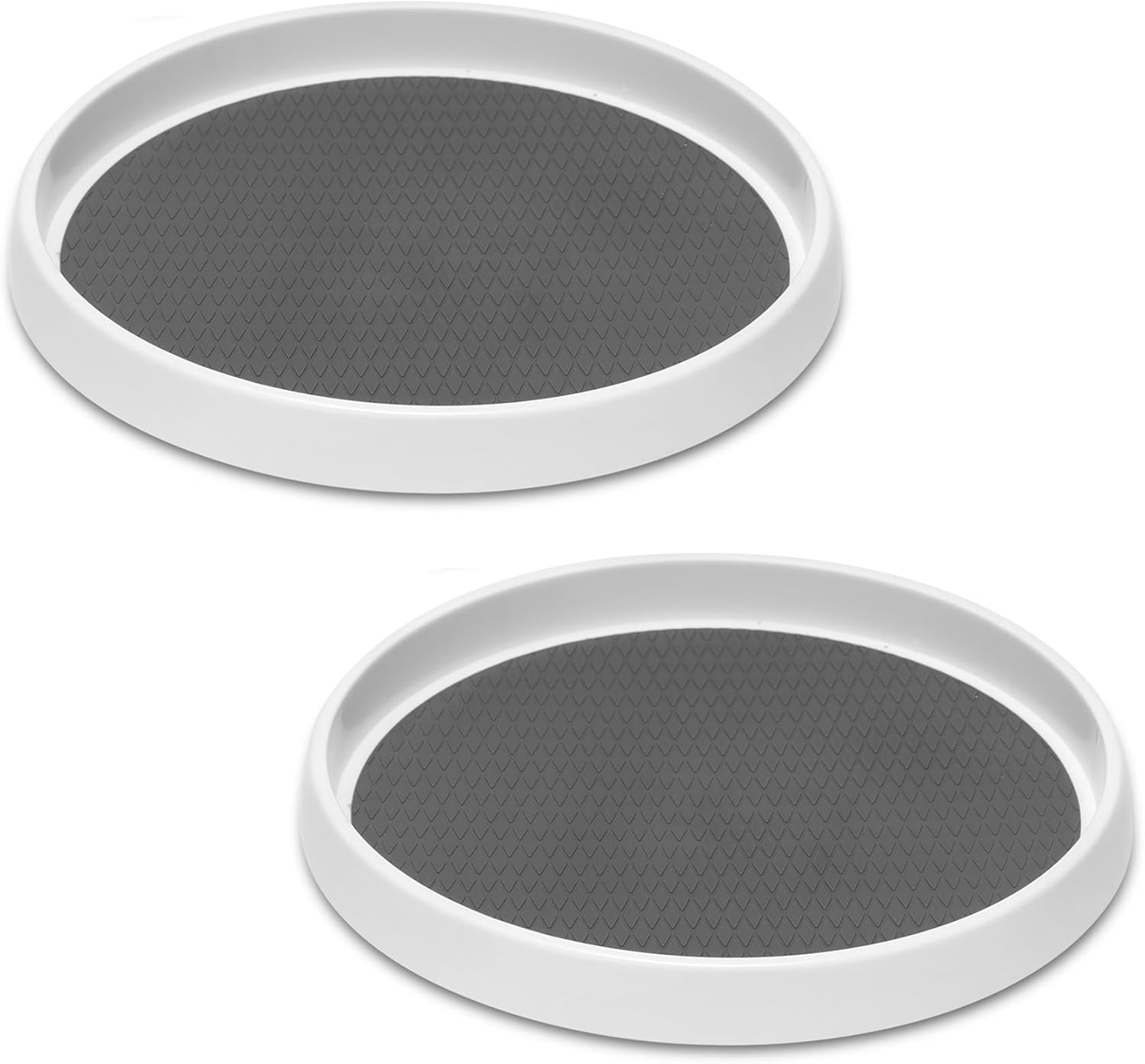 Bandeja de almacenamiento giratoria color blanco roto, 30 x 30 x 4,5 cm, 2 piezas, para armarios, almacenamiento, baño, refrigerador, cocina