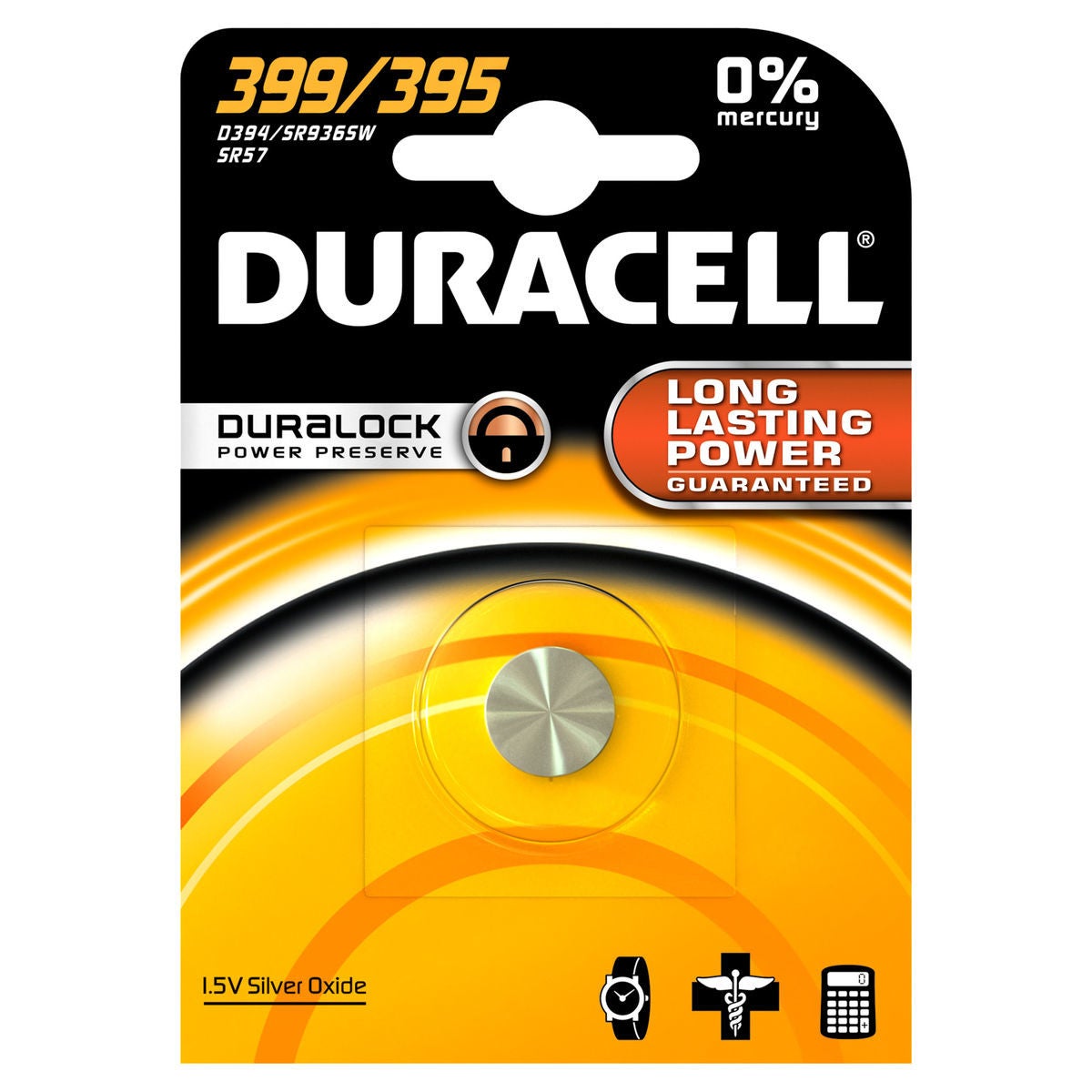 Bateria pastylkowa Duracell 399/395 1,5 V technologia tlenku srebra długa żywotność