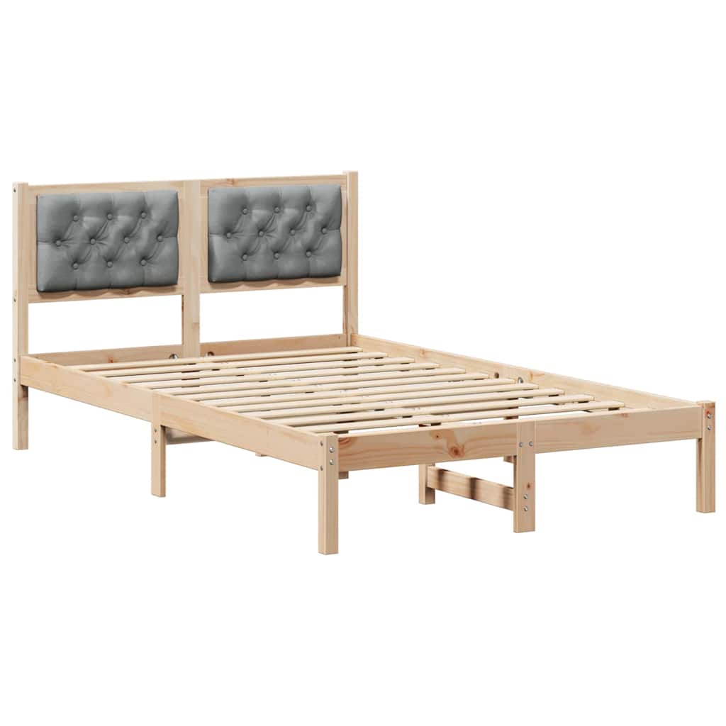 Cadre de lit gris clair, pin massif, pour la chambre, 135 × 190 cm - 2