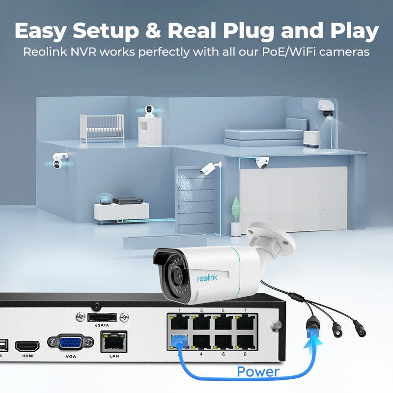 Caméra de surveillance 8CH 2To PoE NVR filaire, pour l'enregistrement continu 24h/24 et 7j/7, Reolink - 2
